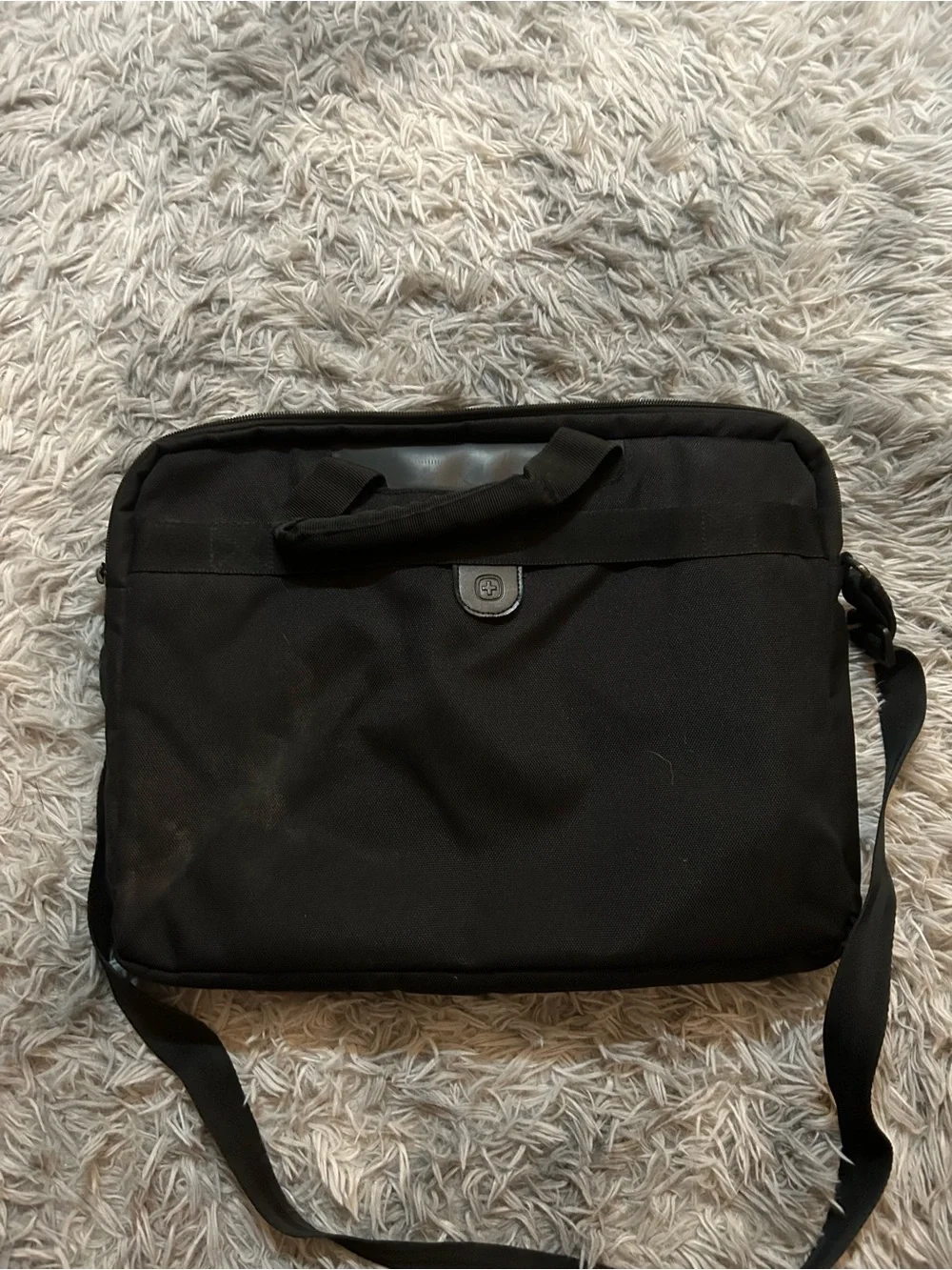 Swiss Tech Black Quilted Laptop Briefcase with Detachable Strap